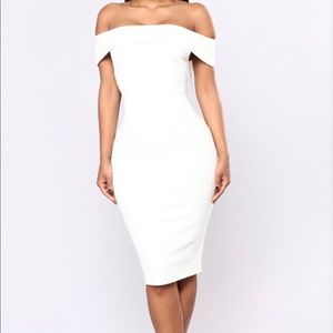 Fashion Nova white off the shoulder formal dress